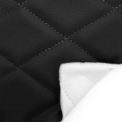 Экокожа стеганая Ромб Черная с Черной строчкой